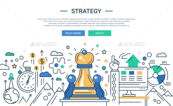 Strategy Line Flat Design Illustration - Concepts Business