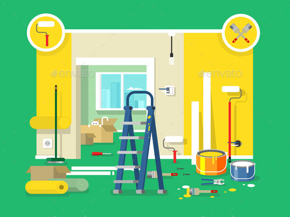 Renovation Apartment Flat Design - Buildings Objects