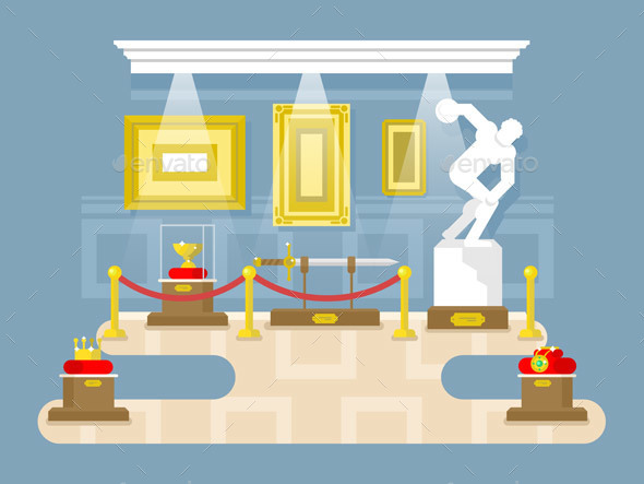 Museum Flat Design - Objects Vectors
