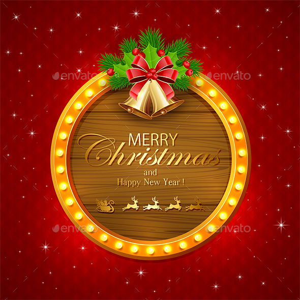 Round Christmas Banner with Bells - Christmas Seasons/Holidays
