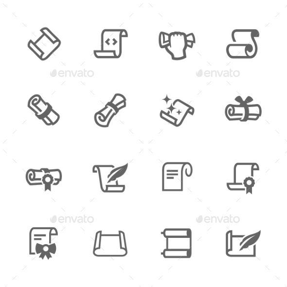 Simple Scrolls And Papers Icons - Icons