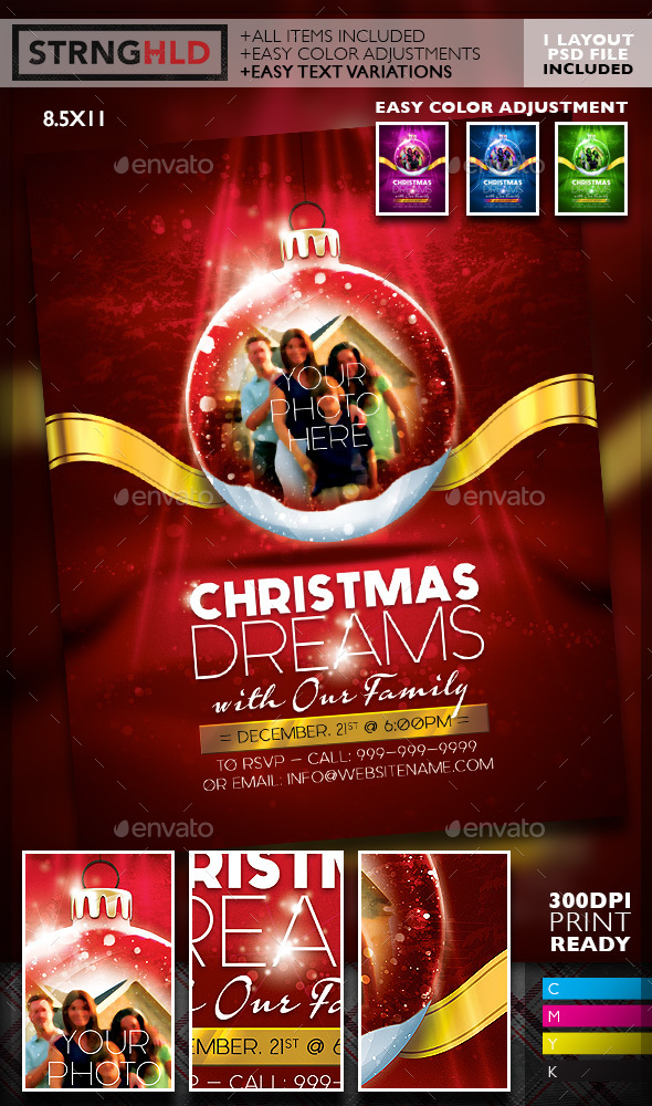 Christmas Snow Globe Flyer Template - Holidays Events