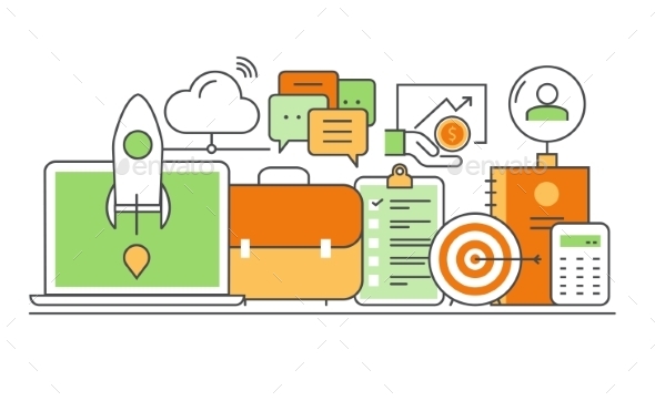 Modern Thin Line Flat Design of Icons Set - Concepts Business