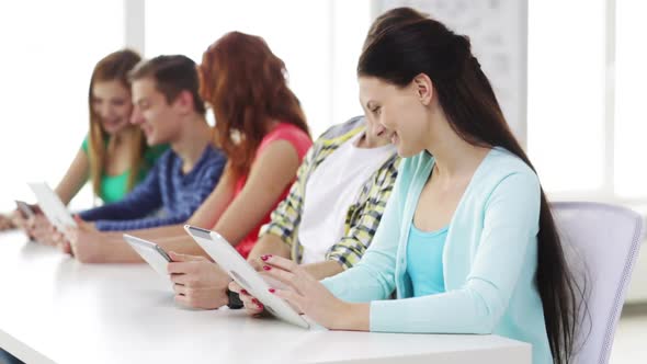 Smiling Students With Tablet Pc At School 4 alt