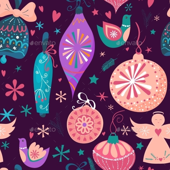 Christmas Baubles Seamless Pattern - Christmas Seasons/Holidays