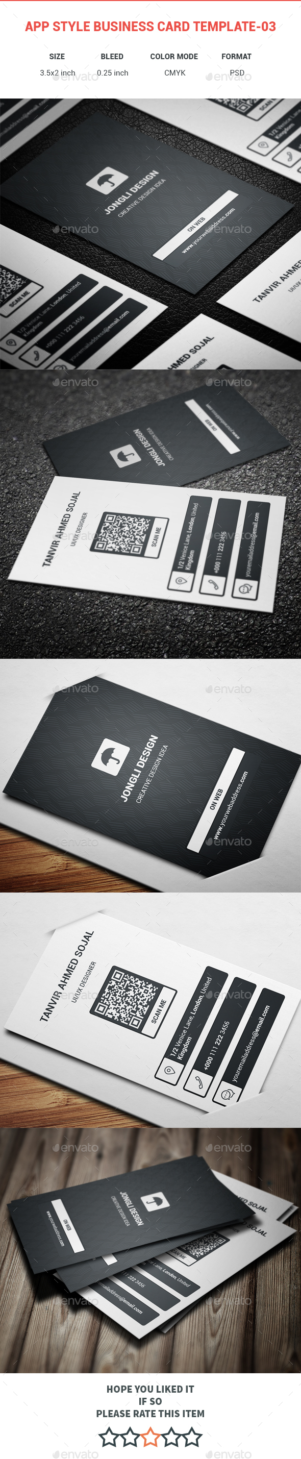 App Style Business Card Template-03 - Creative Business Cards