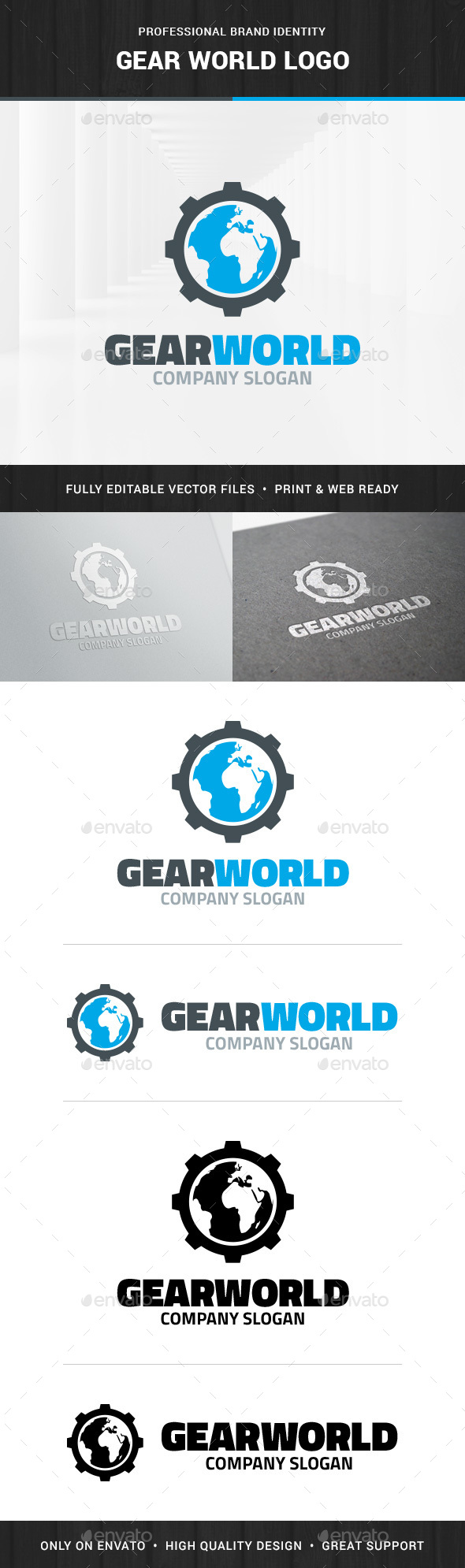 Gear World Logo Template - Logo Templates