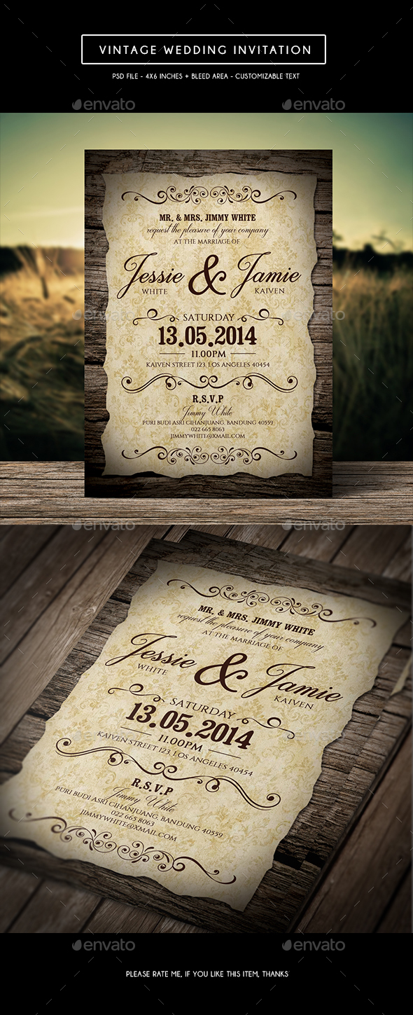 Vintage Wedding Invitation - Weddings Cards & Invites