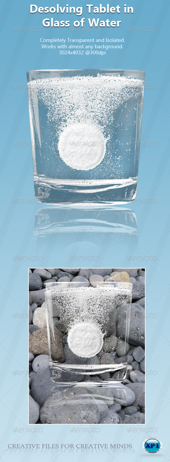 Tablet in Isolated & Transparent Glass of Water - Food & Drink Isolated Objects