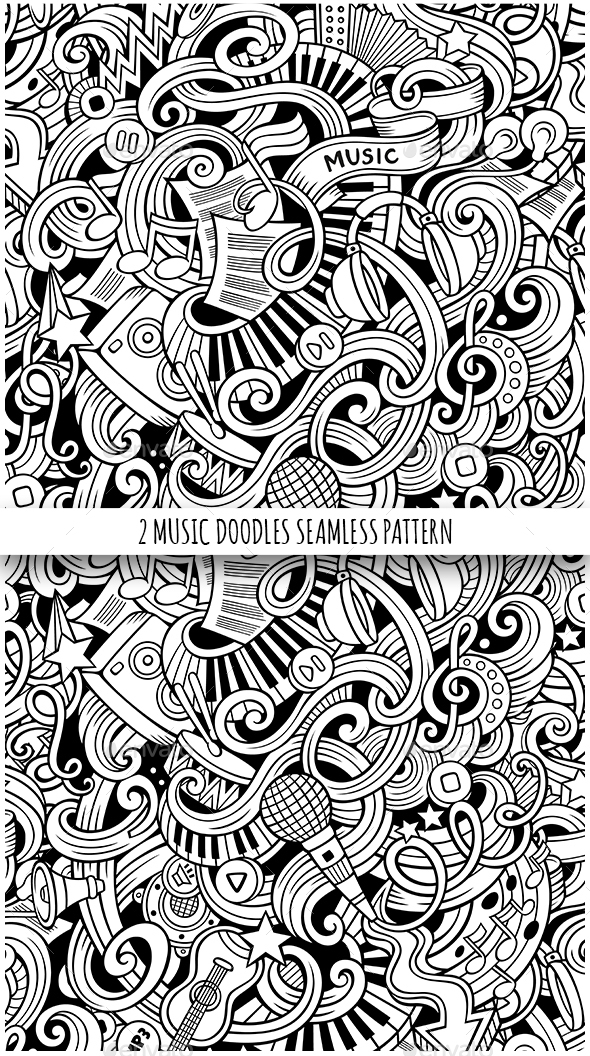 2 Doodles Music Seamless Pattern - Media Technology
