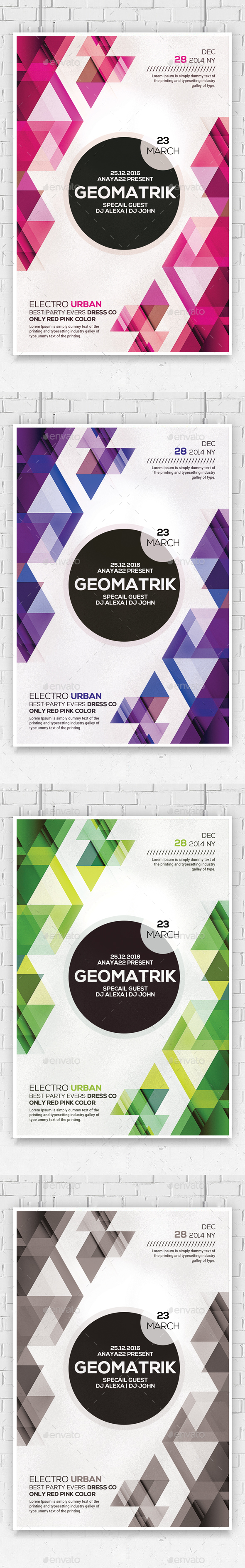 Minimal Geometric Flyer Psd Template - Clubs & Parties Events