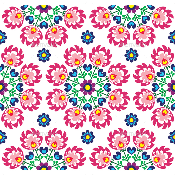 Seamless Floral Polish Folk Art Pattern - Patterns Decorative