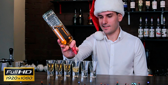 The Bartender in the Cap of Santa Claus