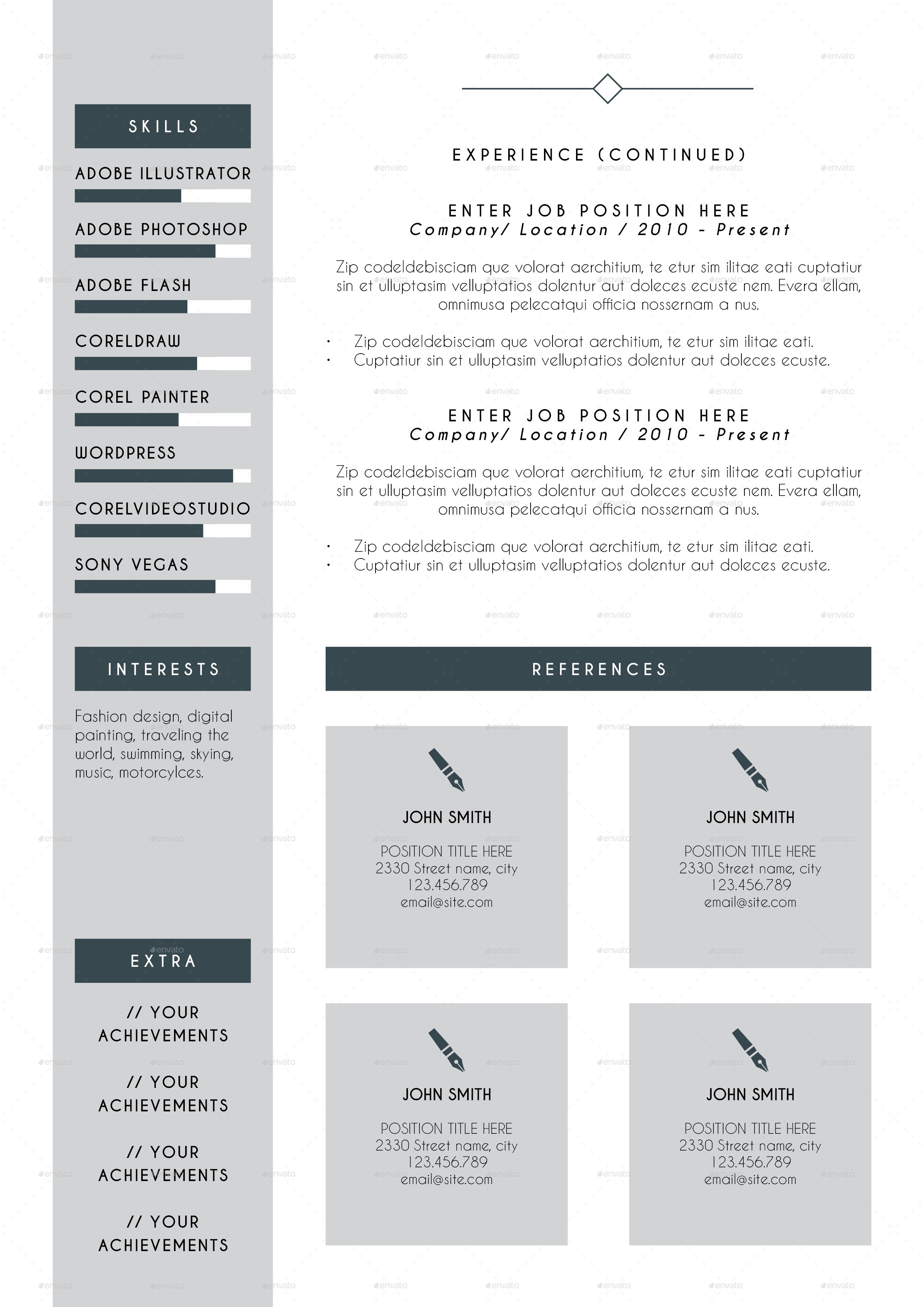 professional resume cv indesign template by