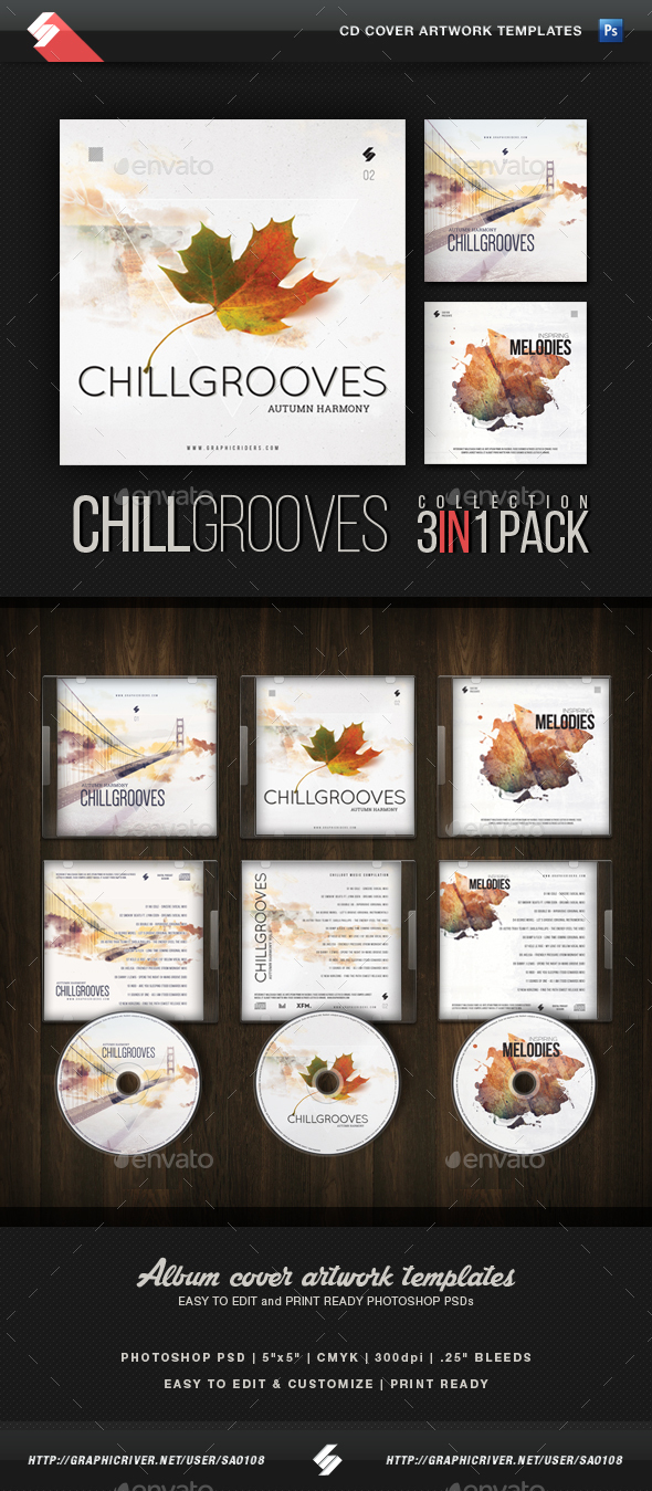 Chill Grooves - CD Cover Templates Bundle - CD & DVD Artwork Print Templates