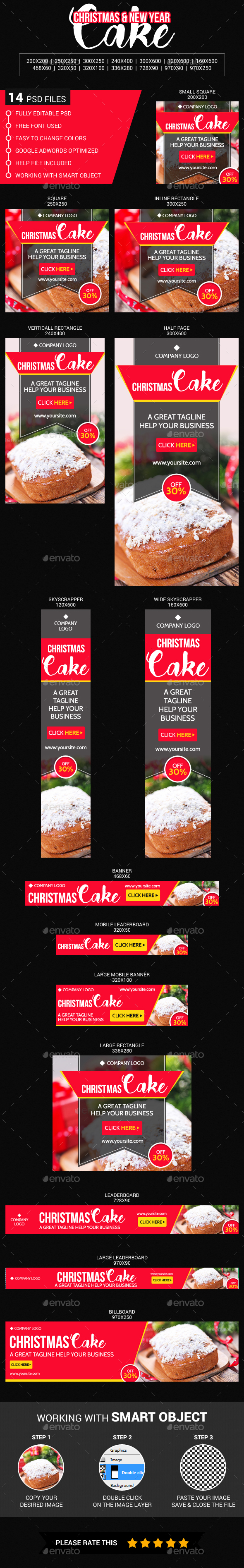 Christmas & New Year Cake - Banners & Ads Web Elements