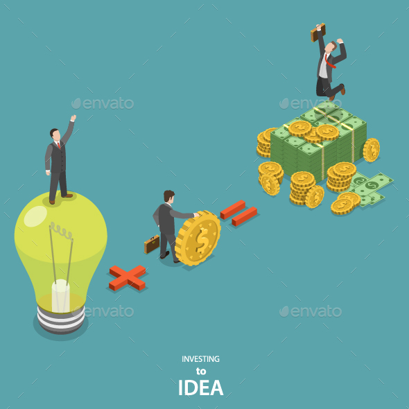 Investing Into Idea Isometric Flat Concept - Concepts Business
