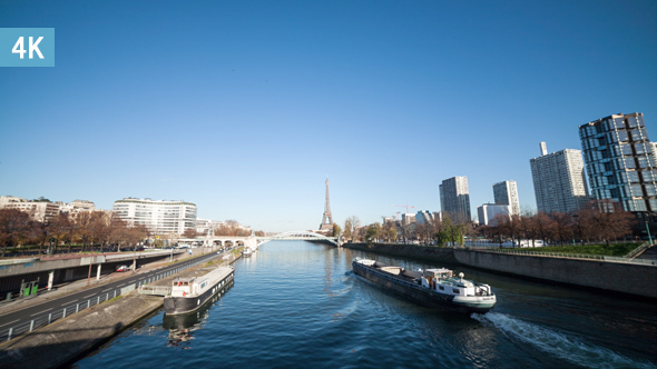 A View on Eiffel Tower in Paris and Seine River