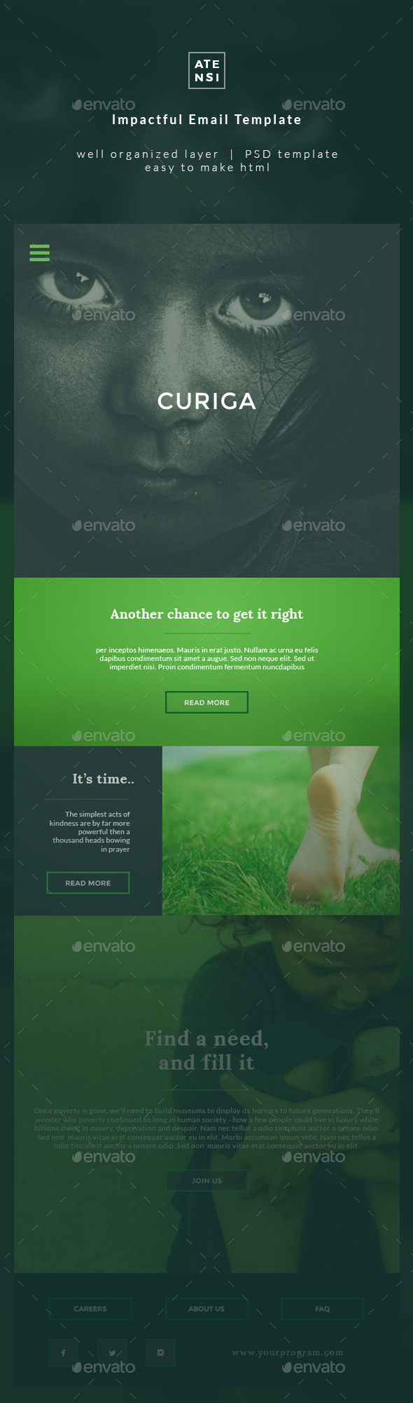Curiga Charity Email Template - E-newsletters Web Elements