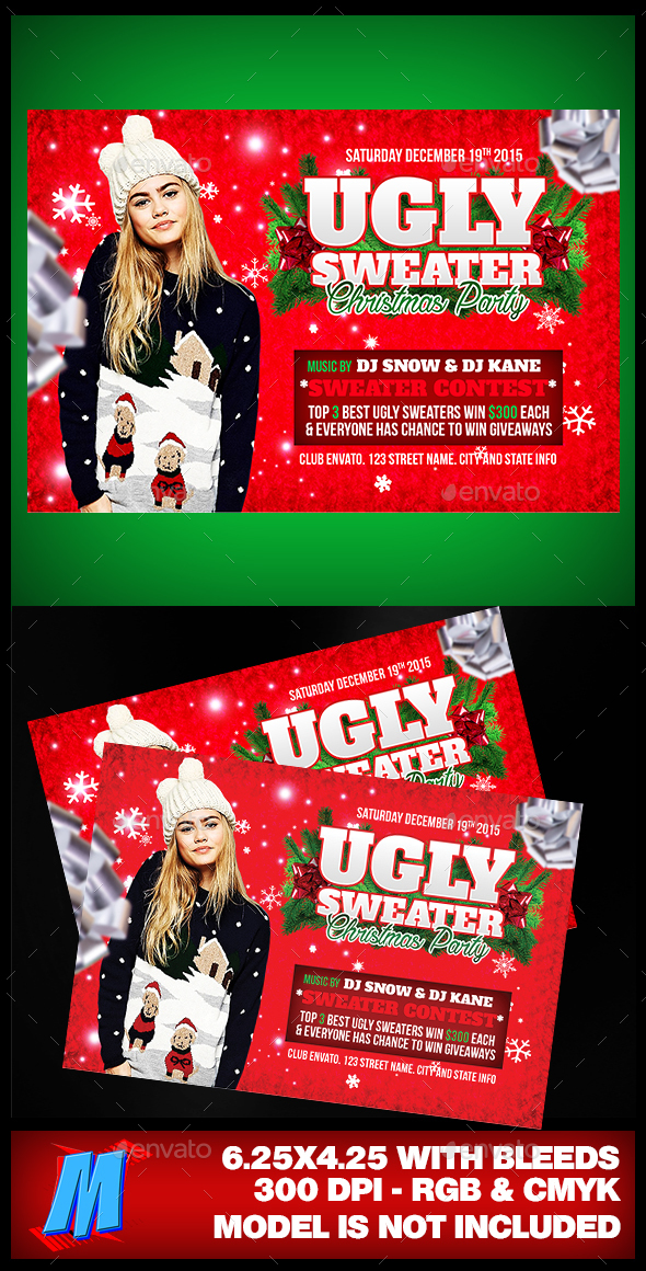 Ugly Sweater Christmas Party Flyer - Clubs & Parties Events