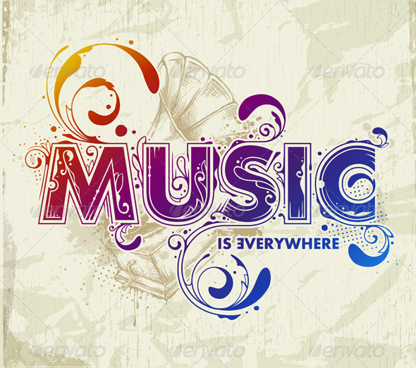 Hand drawn music lettering - Vectors