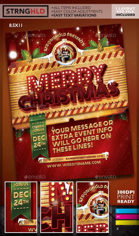Vintage Christmas Flyer Template - Holidays Events