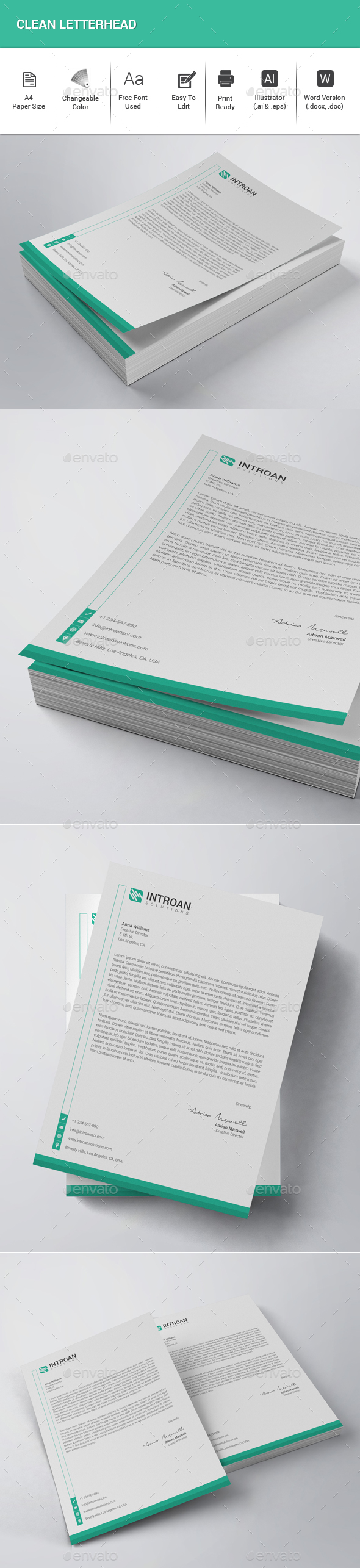 Clean Letterhead - Stationery Print Templates