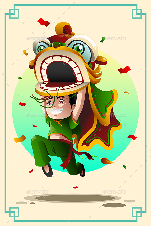 Boy Dancing Lion Dance - New Year Seasons/Holidays