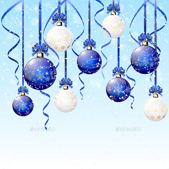 blue and white christmas balls on snowy background christmas seasonsholidays - White Christmas Balls blue and white christmas balls on snowy background christmas seasonsholidays - White Christmas Balls