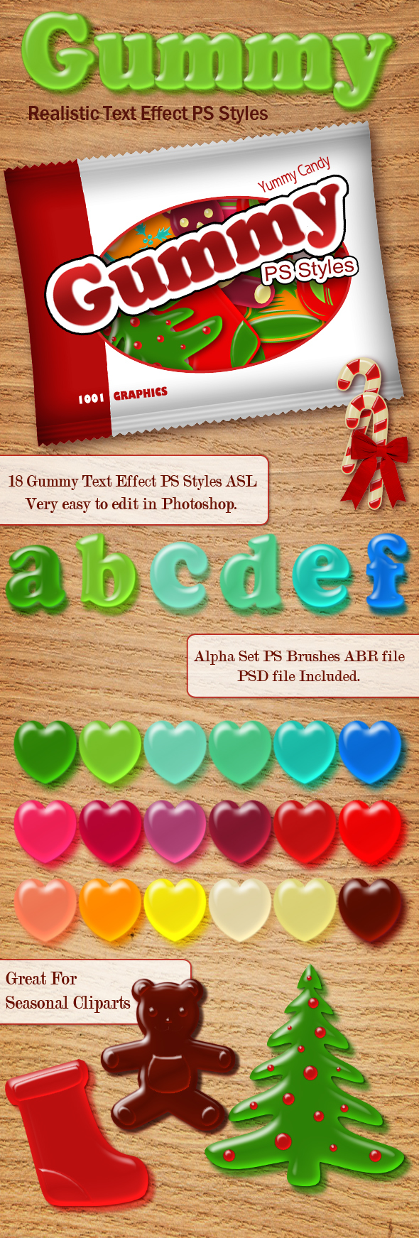 Realistic Gummy Candies Styles ASL - Photoshop Add-ons