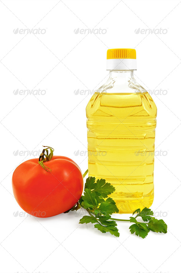 Vegetable oil with parsley and tomato - Stock Photo - Images