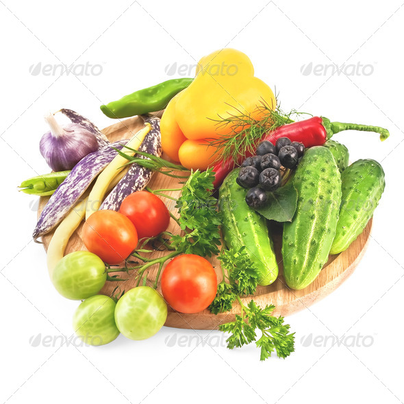 Vegetables on a round board - Stock Photo - Images