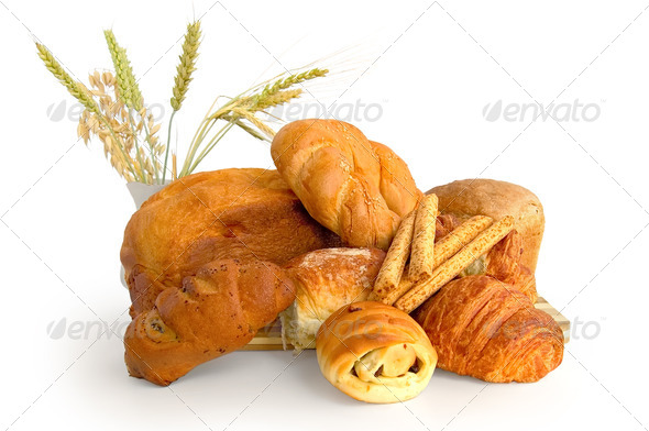 White bread rolls with different - Stock Photo - Images