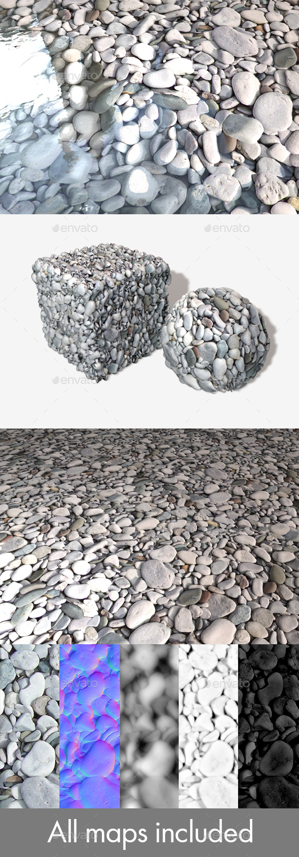 Grey Beach Stones - 3Docean 14010095