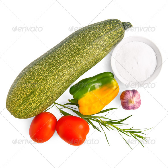 Zucchini with vegetables and salt - Stock Photo - Images