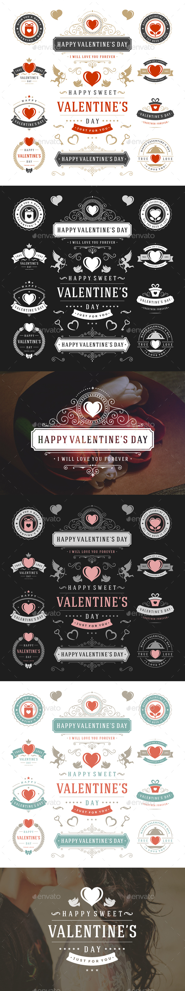 Valentine's Day Logo Badges & Labels - Badges & Stickers Web Elements