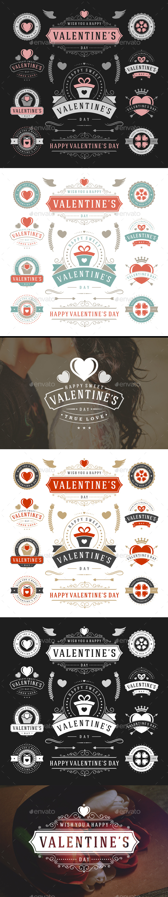 Valentine's Day Logo Badges & Labels - Badges & Stickers Web Elements