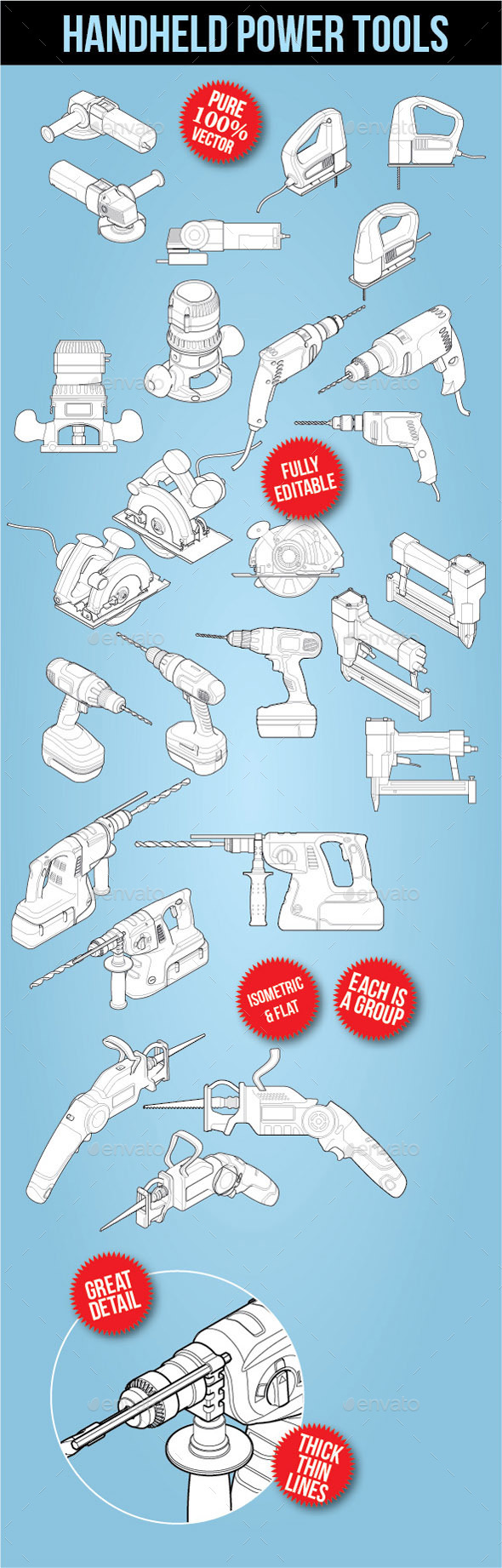 Handle Power tools - Isometric - Man-made Objects Objects