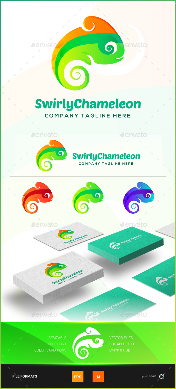 Swirly Chameleon Logo Template - Animals Logo Templates