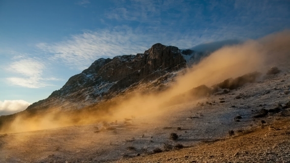 Fog Descending The Mountain Slope alt