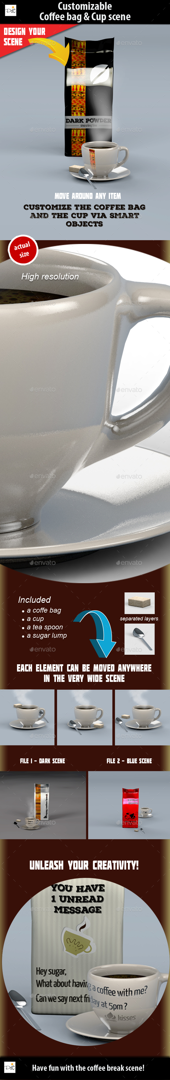 Coffee bag & cup mock-up - Product Mock-Ups Graphics