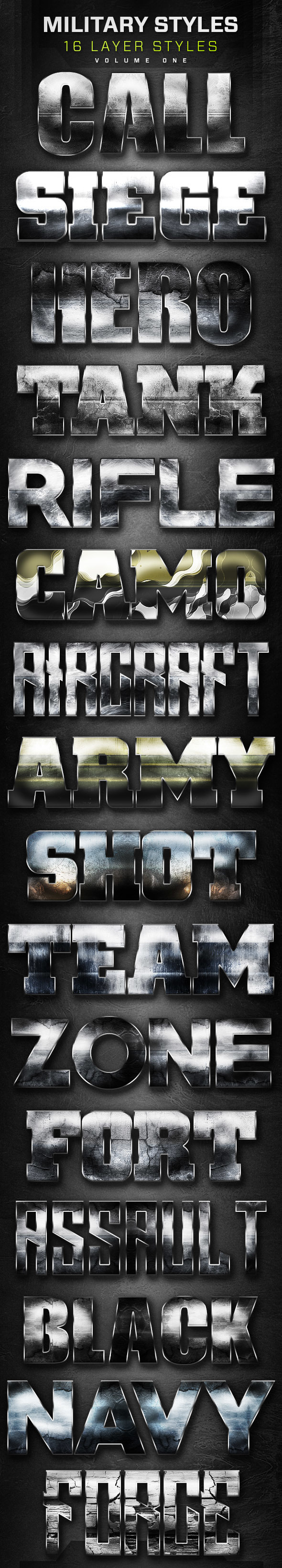 16 Military Layer Styles Volume 1 - Text Effects Styles