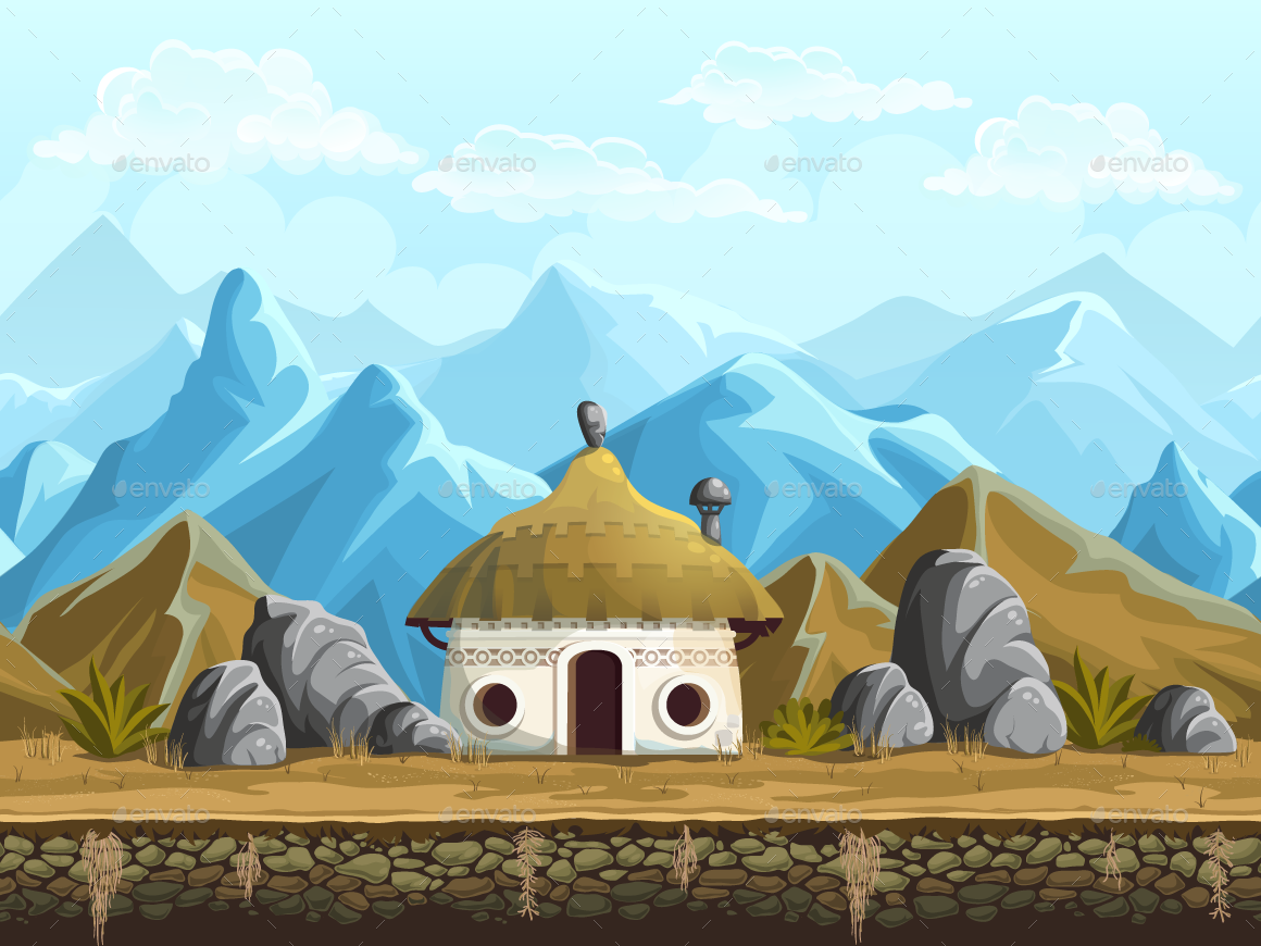 Hut In The Mountains Seamless Background By Nearbirds GraphicRiver