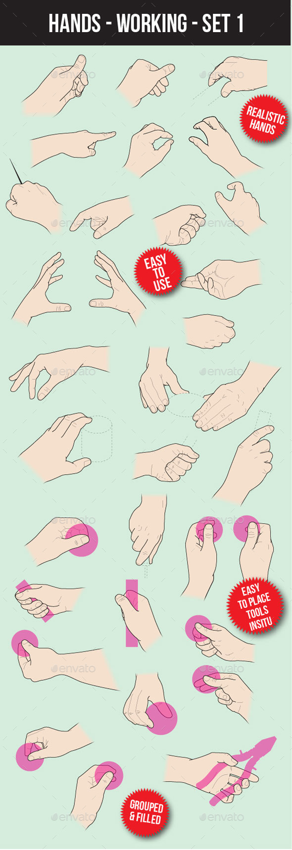 Hands Working Set 1 - People Characters