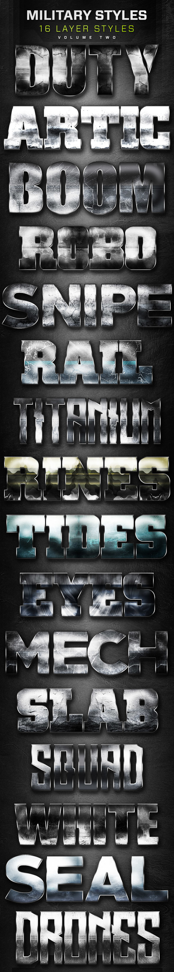 16 Military Layer Styles Volume 2 - Text Effects Styles