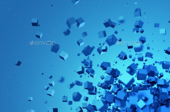 Abstract 3D Rendering Of Chaotic Cubes. - Abstract Backgrounds