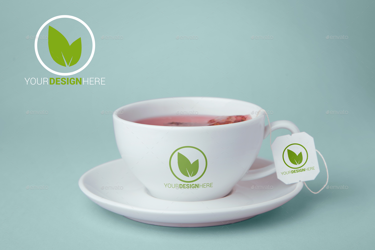 Download Tea Cup And Tea Label Branding Photo Mockup by mockuplicious | GraphicRiver