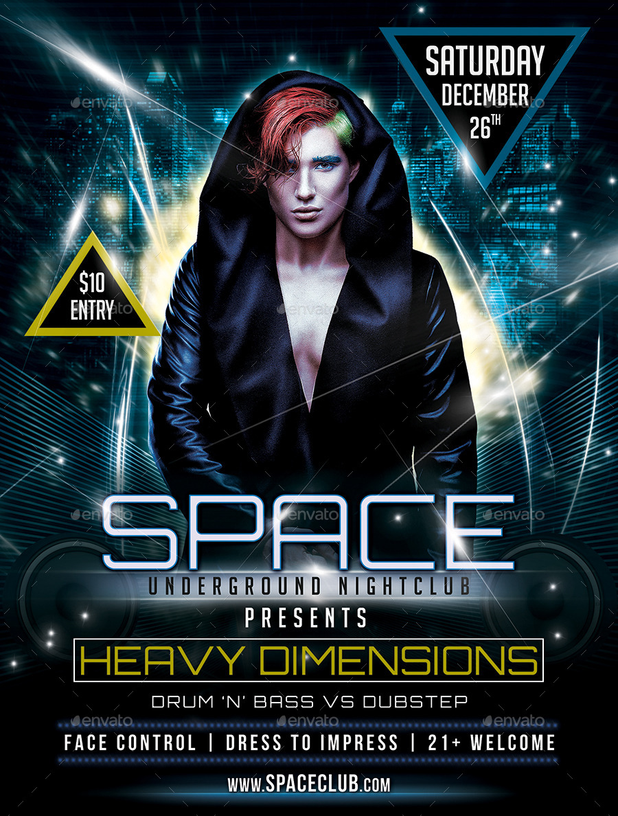 space drum n bass flyer template by designroom1229 graphicriver club space flyers