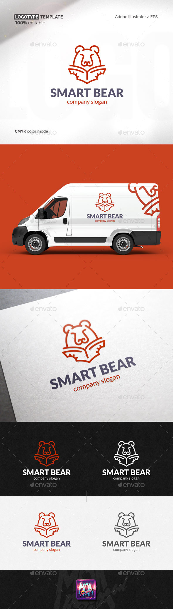 Smart Bear logo template - Animals Logo Templates