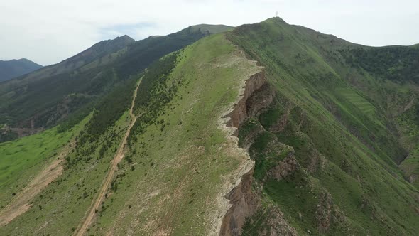 Bird Eye View of Beautiful Rocky Cliff at Dagestan Mountains
